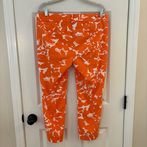Ann Taylor Orange and White Carnegie Crop Pants - Size 8 - Picture 3 of 7